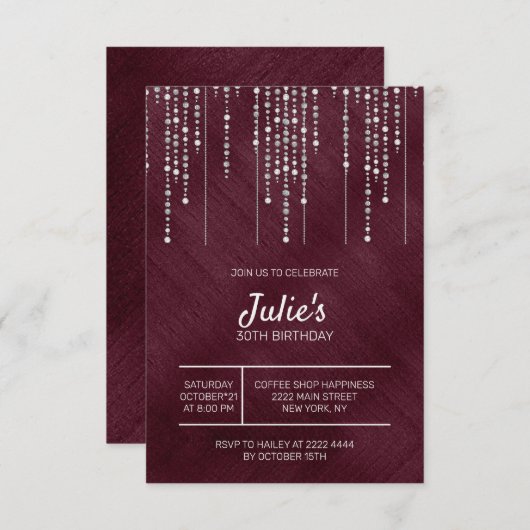 Invitation 30e anniversaire des perles blanches (Devant / Derrière)