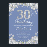 Invitation 30e anniversaire Diamant bleu et argent<br><div class="desc">Invitation du 30e anniversaire. Diamant de pavé bleu et argenté. Élégant invitation du Bassin d'Anniversaire. Anniversaire adulte. Les femmes,  anniversaire. Hommes Anniversaire.
Pour plus de personnalisation,  cliquez sur le bouton "Customiser" et utilisez notre outil de conception pour modifier ce modèle.</div>