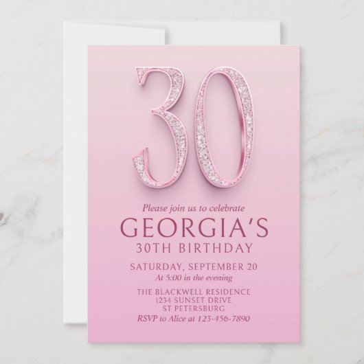 Invitation 30e anniversaire Diamants roses (Devant)