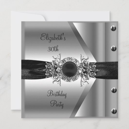 Invitation 30e anniversaire Diamond Jewel Black White Silver (Devant)