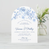 Invitation 30e anniversaire Diner Party Blue Floral Arch (Debout devant)