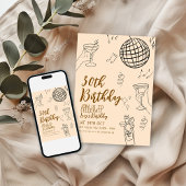 Invitation 30e anniversaire Disco Ball and Cocktails