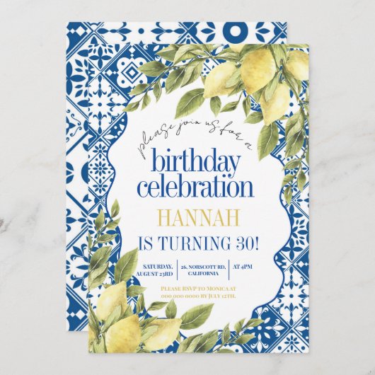 Invitation 30e anniversaire du citron italien méditerranéen (Devant / Derrière)