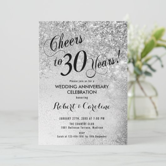 Invitation 30e anniversaire du Mariage Argent (Debout devant)