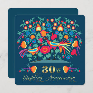 Invitation 30e anniversaire du Mariage Art populaire