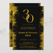 Invitation 30e anniversaire du Mariage Black & Gold (Devant / Derrière)