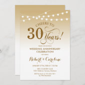 Invitation 30e anniversaire du Mariage - Blanc or (Devant / Derrière)