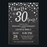 Invitation 30e anniversaire du Mariage Chalkboard Black Silve<br><div class="desc">30e anniversaire Mariage Chalkboard Black and Silver Invitation. Trente Anniversaire Mariage. Chalkboard Black et Silver Parties scintillant Arrière - plan diamant. Confetti en argent. Anniversaire adulte. Fête d'anniversaire d'une femme ou d'un homme. Pour plus de personnalisation, cliquez sur le bouton "Customiser" et utilisez notre outil de conception pour modifier ce...</div>