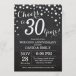 Invitation 30e anniversaire du Mariage Chalkboard Black Silve<br><div class="desc">30e anniversaire Mariage Chalkboard Black and Silver Invitation. Trente Anniversaire Mariage. Chalkboard Black et Silver Parties scintillant Arrière - plan diamant. Confetti en argent. Anniversaire adulte. Fête d'anniversaire d'une femme ou d'un homme. Pour plus de personnalisation, cliquez sur le bouton "Customiser" et utilisez notre outil de conception pour modifier ce...</div>