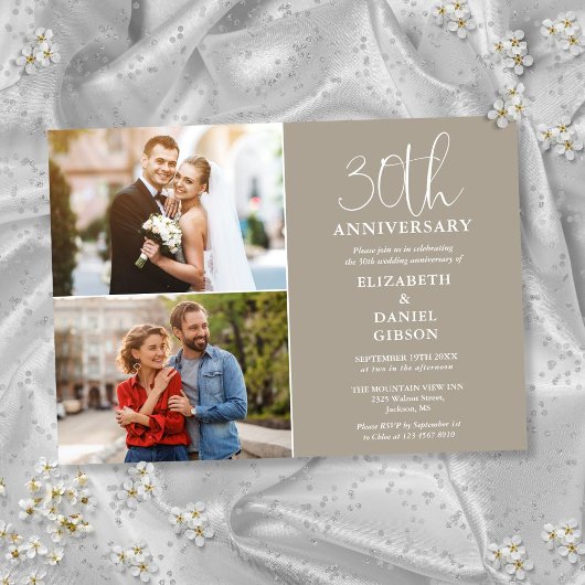 Invitation 30e anniversaire du Mariage hier et aujourd'hui 2 