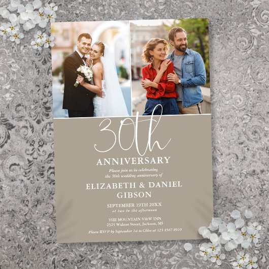 Invitation 30e anniversaire du Mariage hier et aujourd'hui 2 