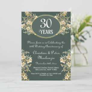 Invitation 30e anniversaire du Mariage Pearl Floral riche