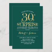 Invitation 30e anniversaire du Mariage surprise - Or vert (Devant / Derrière)