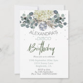 Invitation 30e anniversaire Dusty Blue Floral Disco Ball (Devant)