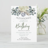 Invitation 30e anniversaire Dusty Blue Floral Disco Ball (Debout devant)