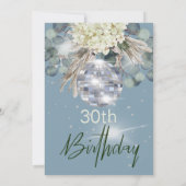 Invitation 30e anniversaire Dusty Blue Floral Disco Ball (Dos)