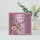 Invitation 30e anniversaire Elégant papillon floral rose (Debout devant)