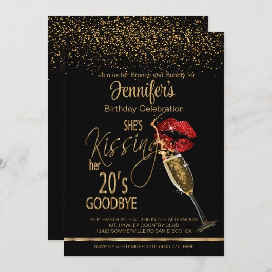 Invitation 30e anniversaire - Elle embrasse ses 20 adieux (Devant / Derrière)