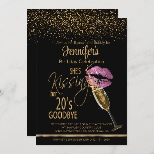 Invitation 30e anniversaire Elle embrasse ses 20's Goodbye -P (Devant / Derrière)