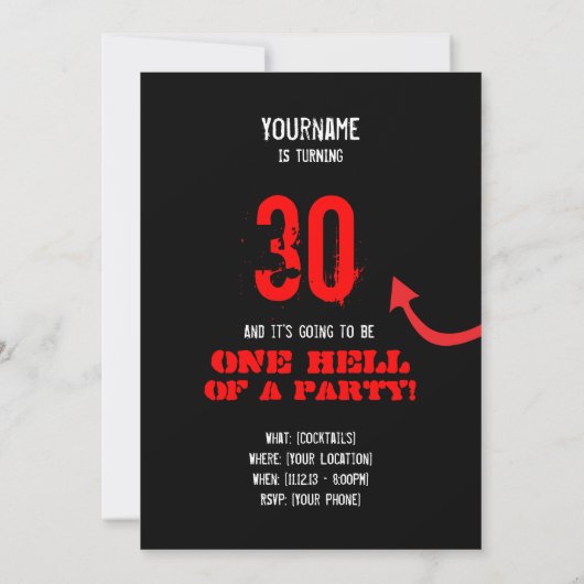 Invitation 30e anniversaire - Enfer d'une fête (Dos)
