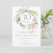 Invitation 30e anniversaire Enregistrer la date Pearl Floral  (Debout devant)