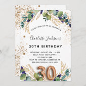 Invitation 30e anniversaire eucalyptus parties scintillant ve (Devant / Derrière)