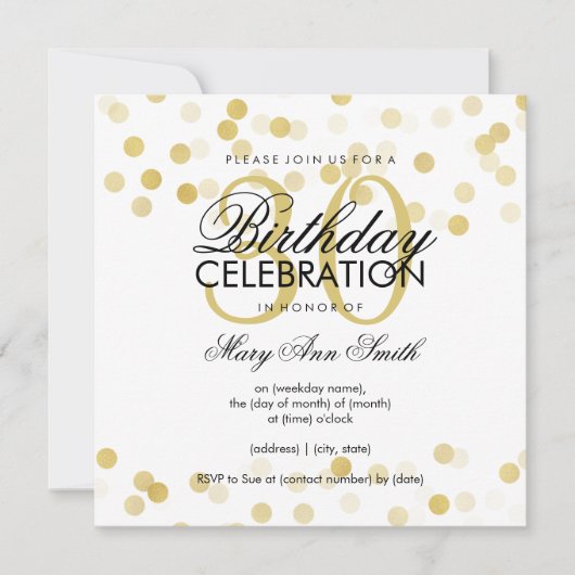 Invitation 30e anniversaire Faux Gold Foil Parties scintillan (Devant)