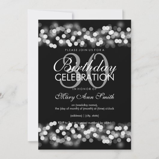 Invitation 30e anniversaire Faux Silver Hollywood Glam (Devant)