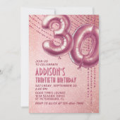 Invitation 30e anniversaire femme Rose or (Devant)