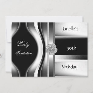Invitation 30e anniversaire fête argent noir