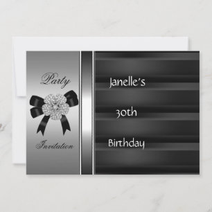 Invitation 30e anniversaire fete Argent Noir