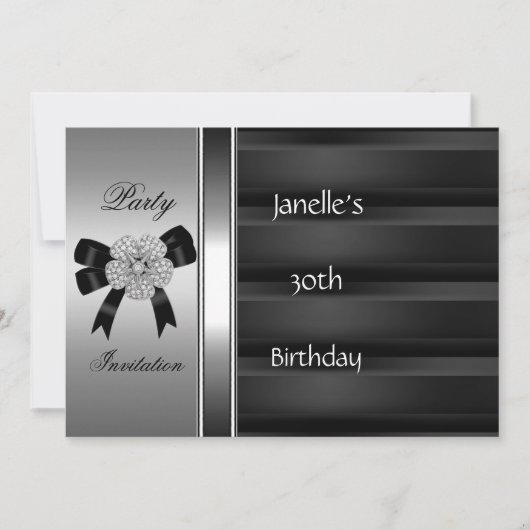 Invitation 30e anniversaire fête Argent Noir (Devant)