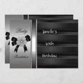 Invitation 30e anniversaire fête Argent Noir (Devant / Derrière)