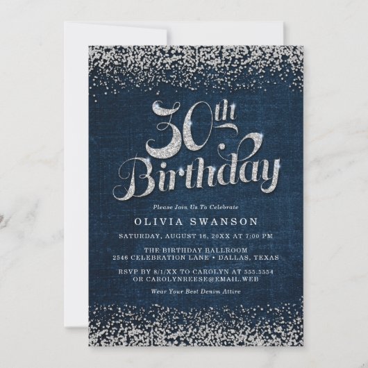 Invitation 30e anniversaire fête Denim & Diamonds (Devant)