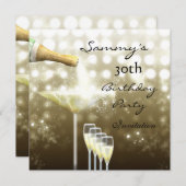 Invitation 30e anniversaire fête Elégant or beige (Devant / Derrière)