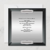 Invitation 30e anniversaire fête élégante argent noir sur arg (Dos)