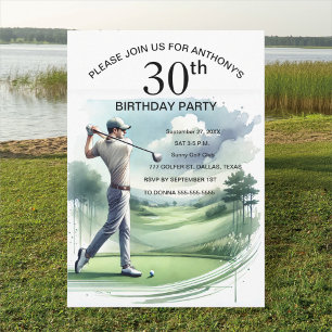 Invitation 30e Anniversaire Fête Golfer Adulte Par Sports Gol
