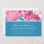 Invitation 30e anniversaire fête stylish rose floral modèle (Devant)