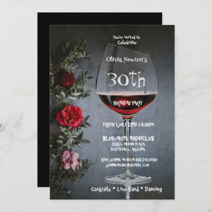 Invitation 30e Anniversaire Fête Vin & Roses Rouges Anniversa