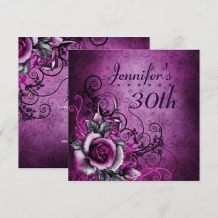 Invitation 30e anniversaire fête Vins à fleurs pourpres Anniv