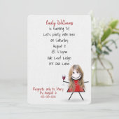 Invitation 30e anniversaire Fille avec vin (Debout devant)