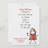 Invitation 30e anniversaire Fille avec vin (Devant)