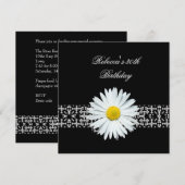 Invitation 30e Anniversaire Fleur Noir Blanc Jaune (Devant / Derrière)
