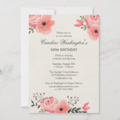 Invitation 30e anniversaire Fleurs d'aquarelle chic (Dos)