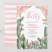 Invitation 30e anniversaire Floral Cactus Succulent Trente (Devant / Derrière)