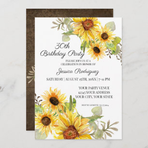Invitation 30e anniversaire Floral de tournesol russe