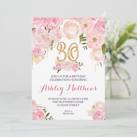 Invitation 30e anniversaire Floral Invitation, (Debout devant)