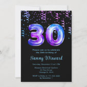 Invitation 30e anniversaire Galaxy Balloons avec Confetti (Devant)