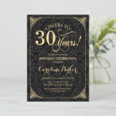 Invitation 30e anniversaire - Gold Black Damask (Debout devant)