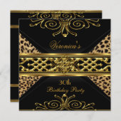 Invitation 30e anniversaire Gold Black Gold Art Déco Leopard (Devant / Derrière)